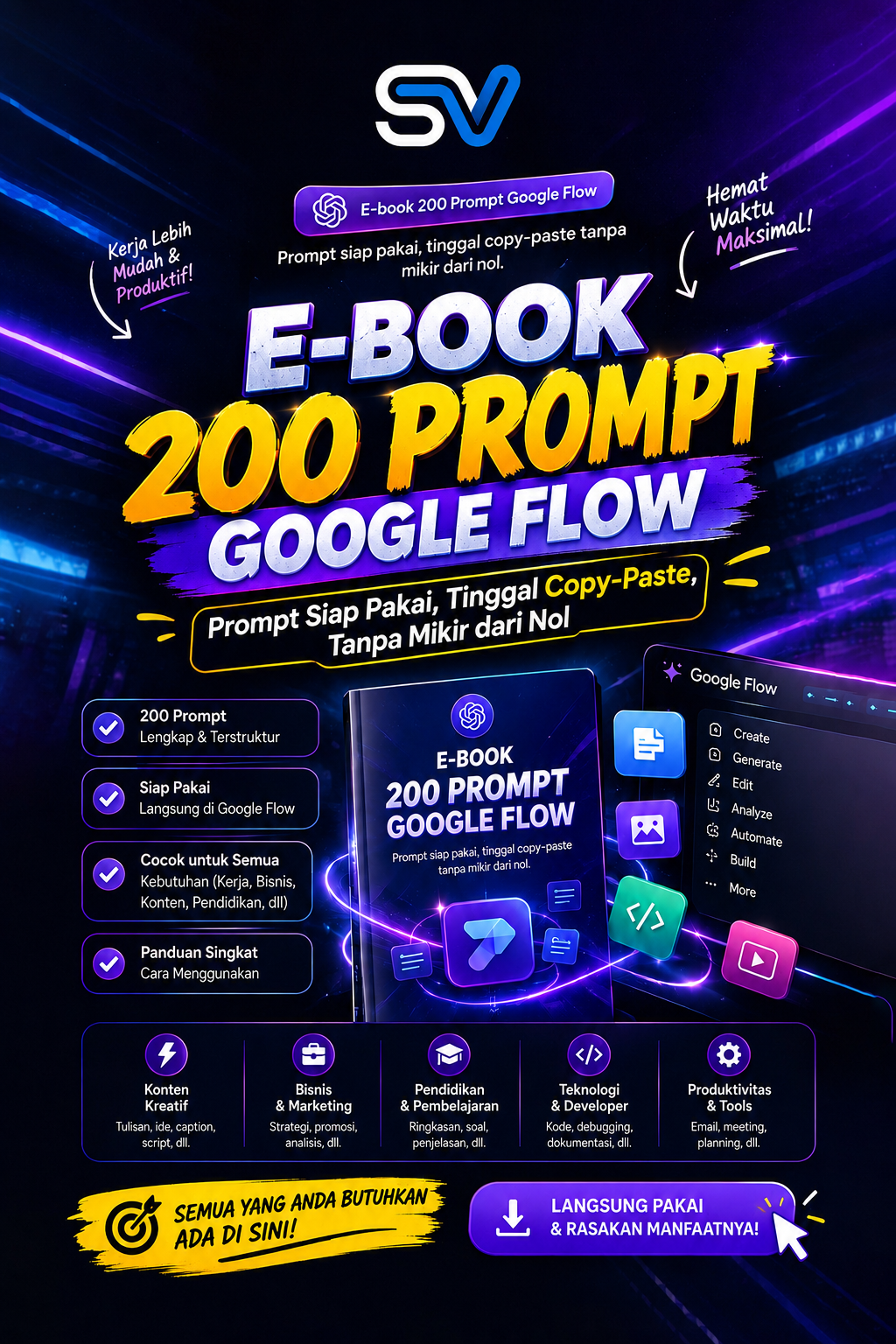 Cover E-Book 200 Prompt Google Flow & AI